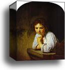 A Young Girl Leaning on a Window-Sill by Rembrandt Harmenszoon Van Rijn, Canvas Print
