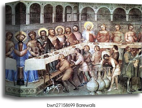 The Wedding at Cana. Frescoes on the north wall by Giusto De’ Menabuoi, Canvas Print The Wedding at Cana. Frescoes on the north wall by Giusto De’ Menabuoi, Canvas Print