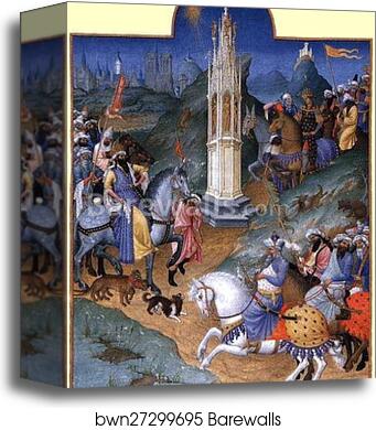 Les tr�s riches heures du Duc de Berry. The Meeting of the Three Magi by Limbourg Brothers, Canvas Print