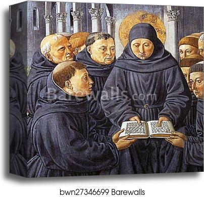 The Parable of the Holy Trinity and the Visit to the Monks of Mount Pisano. Detail by Benozzo Gozzoli, Canvas Print