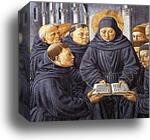 The Parable of the Holy Trinity and the Visit to the Monks of Mount Pisano. Detail by Benozzo Gozzoli, Canvas Print