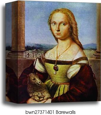 Portrait of a Lady with a Unicorn by Raphael, Canvas Print