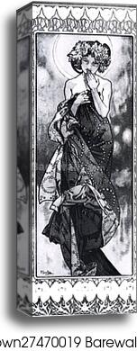 Moon by Alphonse Mucha, Canvas Print