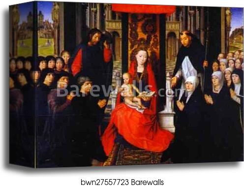 The Virgin and Child between St. James and St. Dominic, Presenting the Donors and Their Families, known as the Virgin of Jacques Floreins by Hans Memling, Canvas Print The Virgin and Child between St. James and St. Dominic, Presenting the Donors and Their Families, known as the Virgin of Jacques Floreins by Hans Memling, Canvas Print