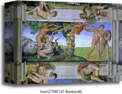 The Fall of Man and the Expulsion from the Garden of Eden by Michelangelo, Canvas Print