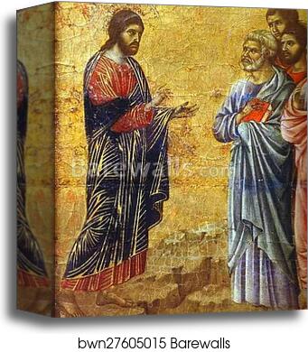 Maestà (back, crowning panel, detail of ) Christ’s Appearance on the Mountain by Duccio Di Buoninsegna, Canvas Print