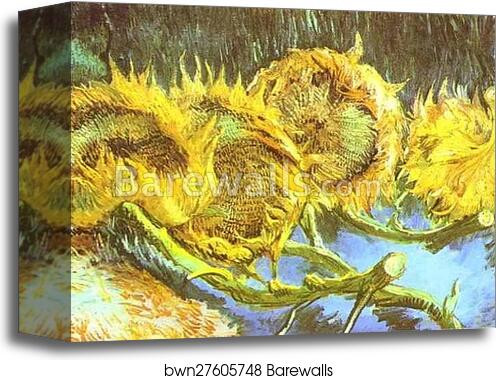 Four Cut Sunflowers by Vincent Van Gogh, Canvas Print