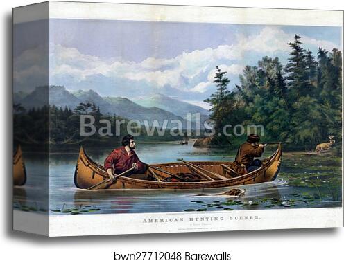 American hunting scenes: "A good chance" by Currier & Ives, Canvas Print