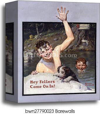 Hey Fellers, Come On In! by Norman Rockwell, Canvas Print