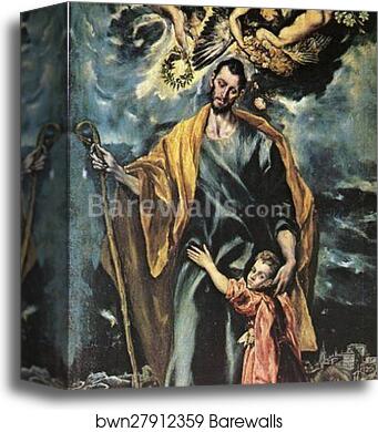 St. Joseph and the Christ Child by El Greco, Canvas Print