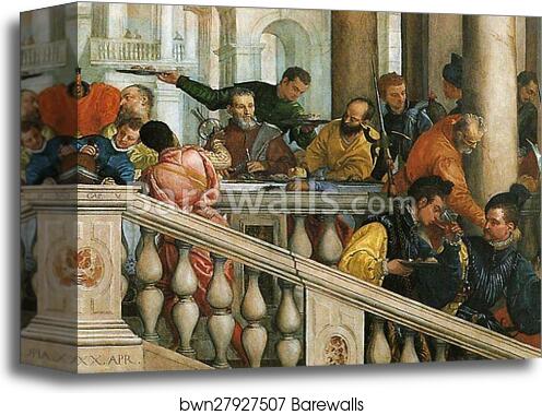 Feast in the House of Levi. Detail by Paolo Veronese, Canvas Print
