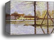 Ferry to the Ile-de-la-Loge - Flood by Alfred Sisley, Canvas Print