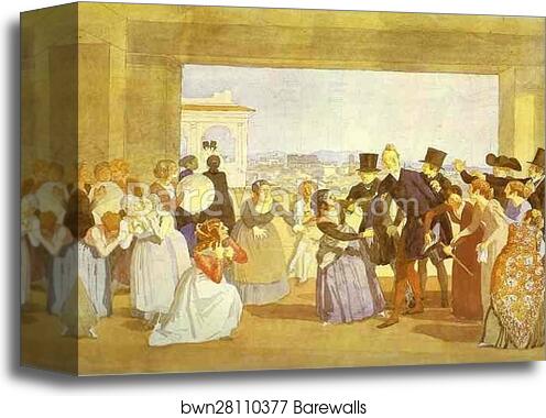 Festival in Rome in October. Scene in the Loggia. (Invitation to Dance) by Alexander Ivanov, Canvas Print