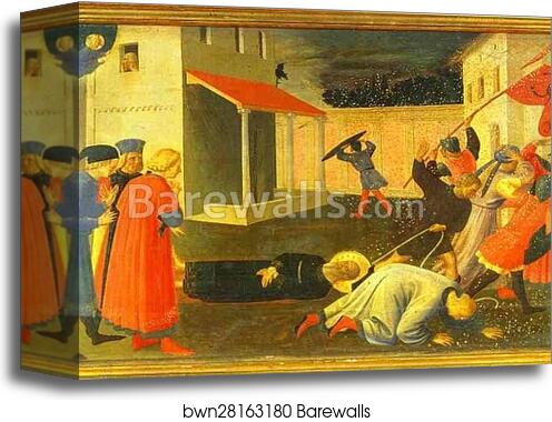 Linaiuoli Tabernacle, predella: The Martyrdom of St. Mark by Fra Angelico, Canvas Print