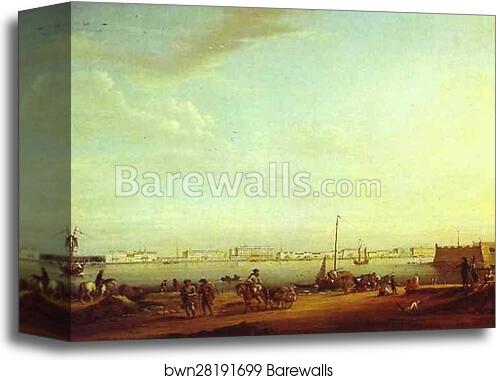 View of the Palace Embankment and the Summer Gardens from the Petersburg Side by Johann Georg Mayr, Canvas Print View of the Palace Embankment and the Summer Gardens from the Petersburg Side by Johann Georg Mayr, Canvas Print
