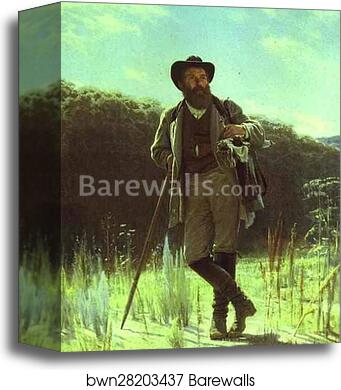 Portrait of the Artist Ivan Shishkin by Ivan Kramskoy, Canvas Print