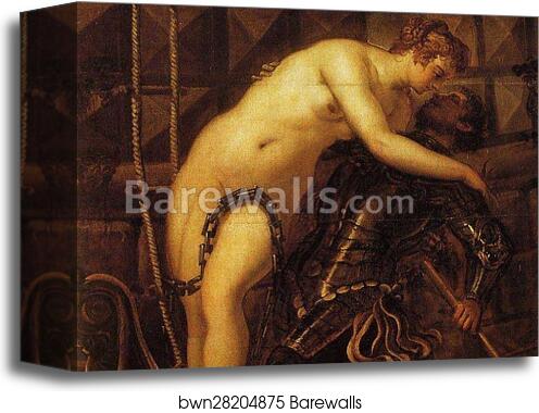 The Rescue of Arsinoe. Detail by Jacopo Robusti, Called Tintoretto, Canvas Print