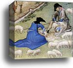 Les tr�s riches heures du Duc de Berry. July. Palais Poitiers. Detail by Limbourg Brothers, Canvas Print