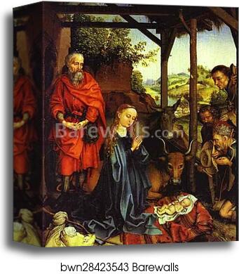 Adoration of the Shepherds by Martin Schongauer, Canvas Print