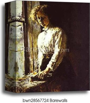 By the Window. Portrait of Olga Trubnikova by Valentin Serov, Canvas Print
