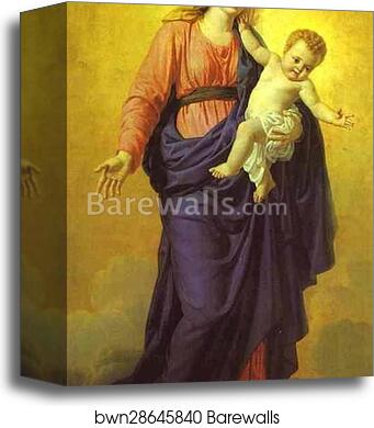 Madonna with the Child (Icon painted for the Kazan Cathedral) by Orest Kiprensky, Canvas Print