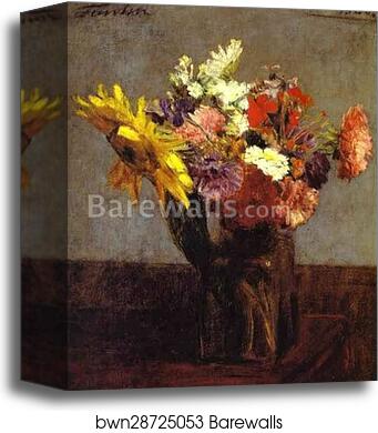 Bouquet of Flowers (Bouquet de fleurs) by Henri Fantin-Latour, Canvas Print