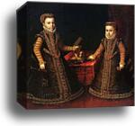 Portrait of the Infantas Isabella Clara Eugenia and Catalina Micaela by Sofonisba Anguissola, Canvas Print