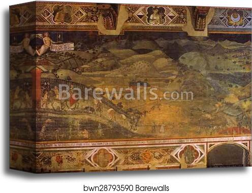 Allegory of Good Government: Effects of Good Government in the Country by Ambrogio Lorenzetti, Canvas Print