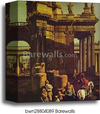 Ruins of a Temple. Detail by Bernardo Bellotto, Canvas Print