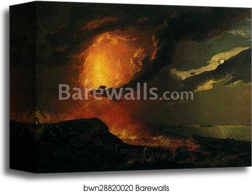 Vesuvius in Eruption, with a View over the Islands in the Bay of Naples by Joseph Wright Of Derby, Canvas Print