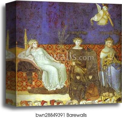 Allegory of Good Government. Detail by Ambrogio Lorenzetti, Canvas Print