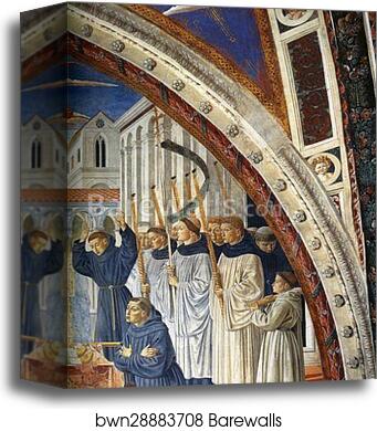 Funeral of St. Augustine. Detail by Benozzo Gozzoli, Canvas Print