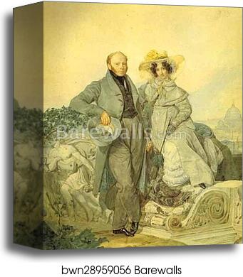 Portrait of G. N. and V. A. Olenin by Karl Brulloff, Canvas Print