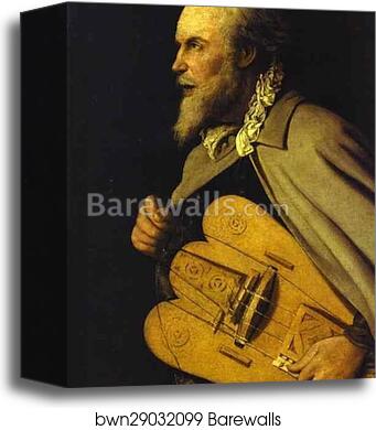 Hurdy-Gurdy Player by Georges De La Tour, Canvas Print