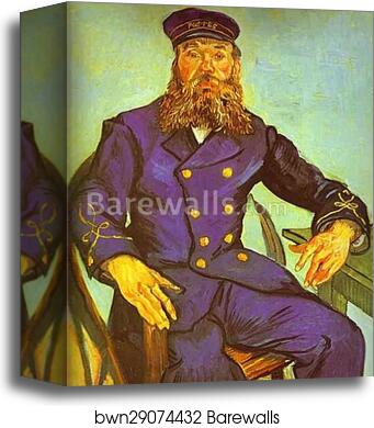 Postman Joseph Roulin, Seated in a Cane Chair by Vincent Van Gogh, Canvas Print