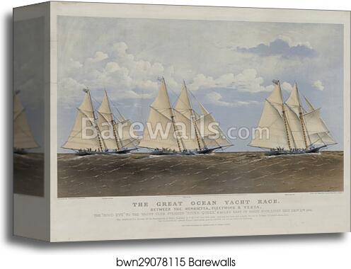 The Great Ocean Yacht Race Between Henrietta, Fleetwing & Vesta by Currier & Ives, Canvas Print
