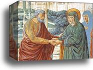 Tabernacle of the Visitation: Meeting at the Golden Gate. Detail by Benozzo Gozzoli, Canvas Print