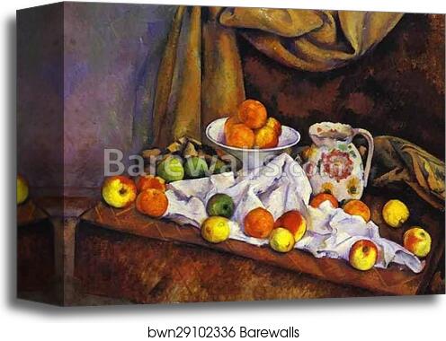 Still Life with Fruit, Pitcher and Fruit-Vase by Paul Cézanne, Canvas Print