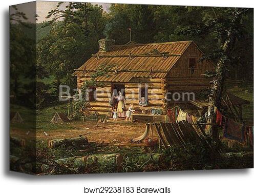 Home in the Woods. Detail by Thomas Cole, Canvas Print