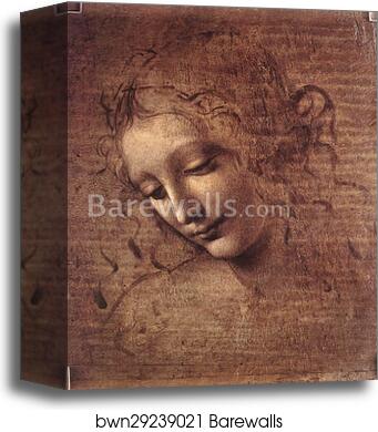 La Scapigliata - Female head by Leonardo Da Vinci, Canvas Print