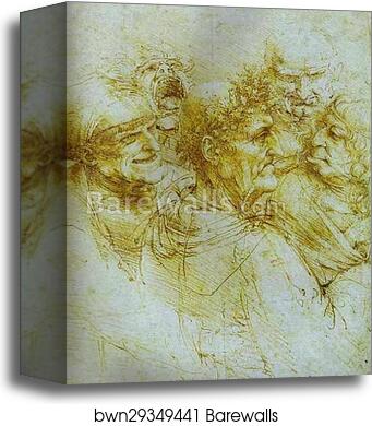 Five Grotesque Heads by Leonardo Da Vinci, Canvas Print