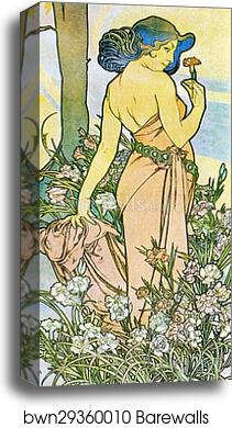 Carnation by Alphonse Mucha, Canvas Print