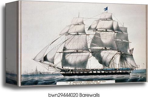 U.S. Frigate Cumberland, 54 Guns. The flag ship of the Gulf Squadron, Commander Perry by Currier & Ives, Canvas Print