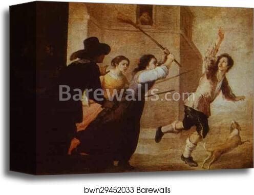 The Prodigal Son Driven Out by Bartolomé Esteban Murillo, Canvas Print