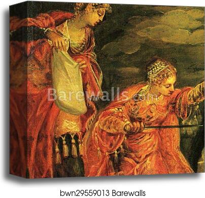 Judith and Holofernes. Detail by Jacopo Robusti, Called Tintoretto, Canvas Print