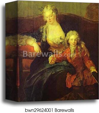 Portrait of Baron von Erlach with His Family. Detail by Antoine Pesne, Canvas Print