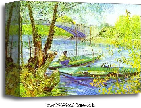 Fishing in Spring, Pont de Clichy by Vincent Van Gogh, Canvas Print Fishing in Spring, Pont de Clichy by Vincent Van Gogh, Canvas Print