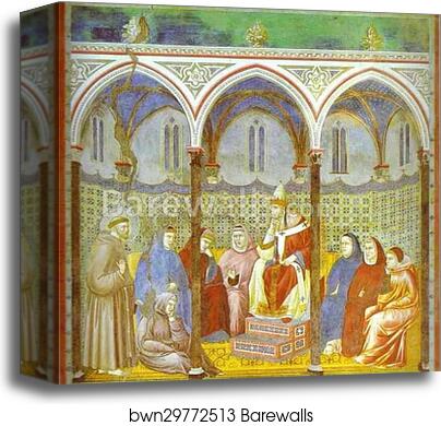 Preaching before Pope Honorius III by Giotto, Canvas Print