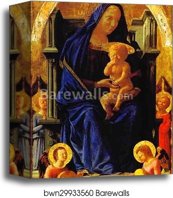 Madonna Enthroned. Panel from the Pisa Altar by Masaccio, Canvas Print