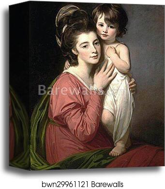 Mrs. Henrietta Morris and Her Son John by George Romney, Canvas Print